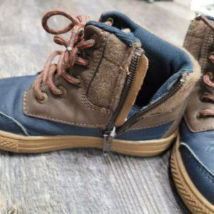 Nautica Toddler Boys Size 10 Brown / Denim High Top Ankle Shoes